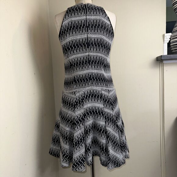 THAKOON ADDITION Black White Raised Stitch Sleeveless Mini Drop Waist Dress Sz 4 - Picture 6 of 8